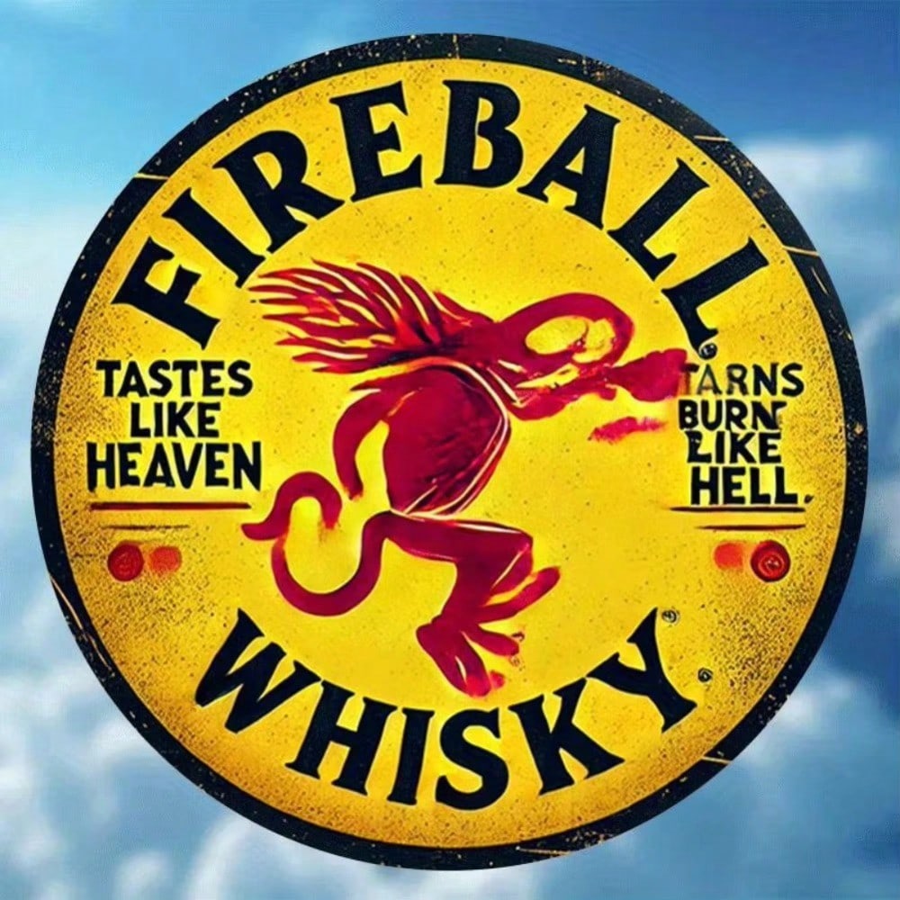 Винтажная металлическая жестяная вывеска Whiskey Fireball Декор для настенного искусства
