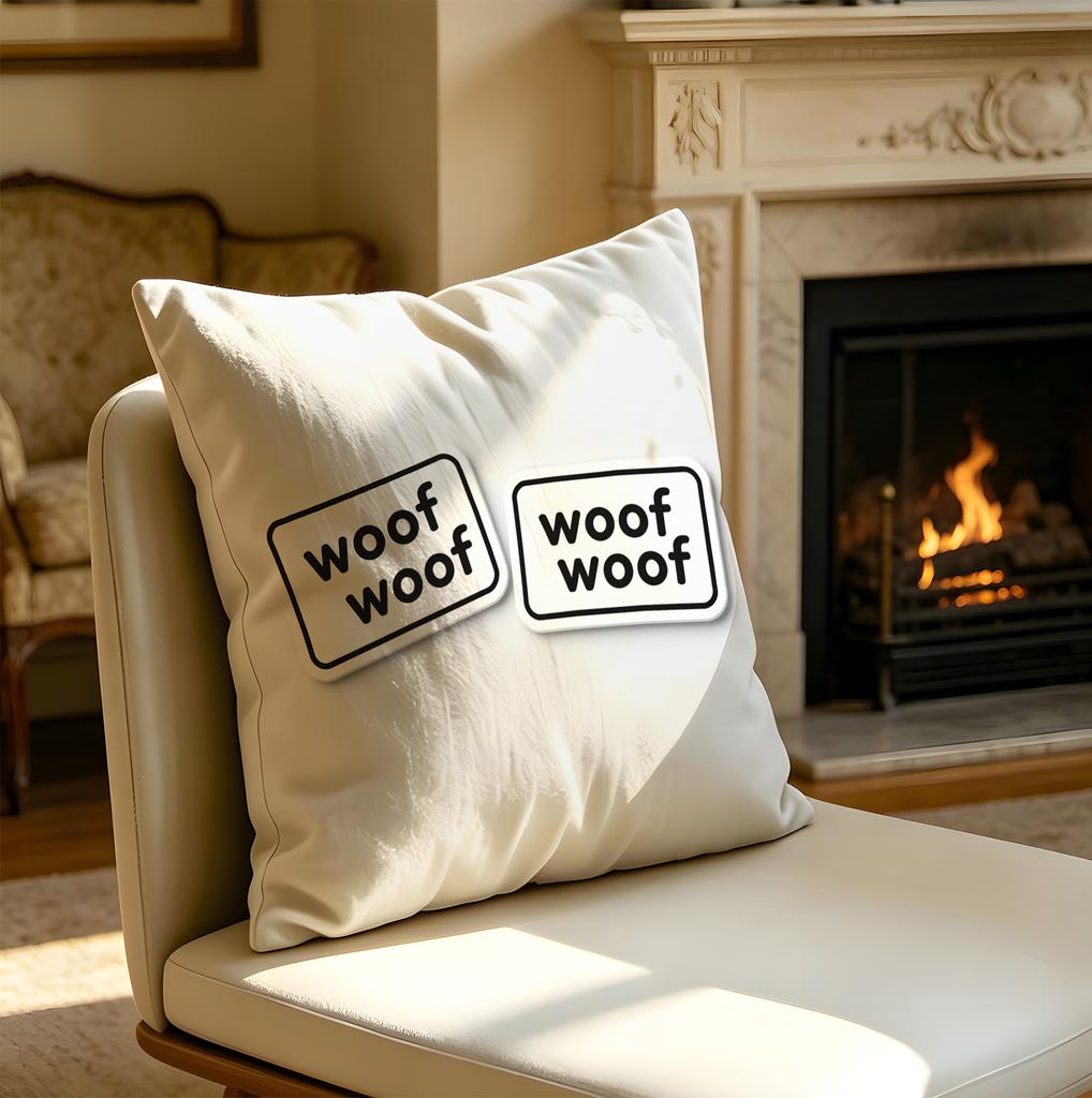 18X18Inch Cute Woof Woof Slogan Print Throw Pillow, Soft Accent Cushion With Pillow Core, Perfect For Sofa, Car And Office