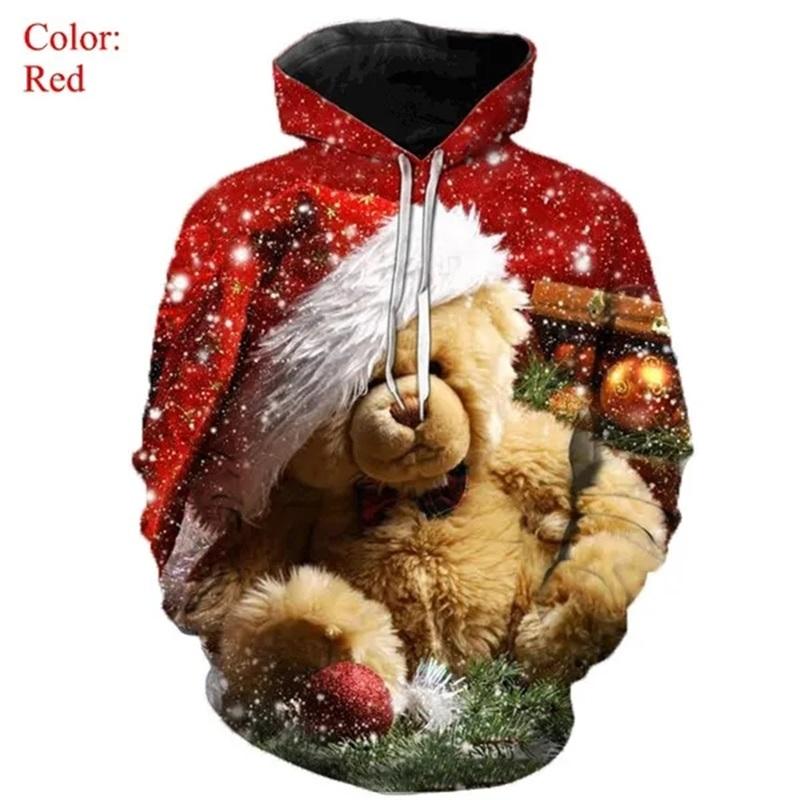 Christmas Hoodies Men 3D Printing Casual Oversized Pullover Sweatshirt Cute Animal Cat Graphic Hoodie Funny Christmas Clothes