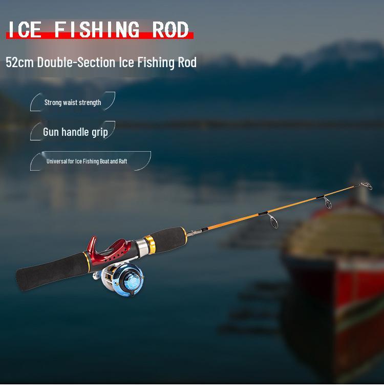 52 см Ультралегкое стекловолоконное зимнее удилище для подледной рыбалки с двухсекционной рукояткой