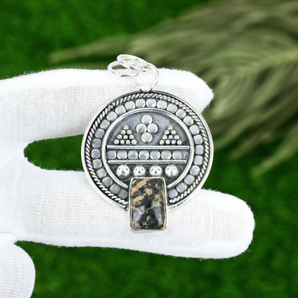 Friendship Day Deal Ocean Jasper Gemstone 925 Sterling Silver Pendant Jewelry