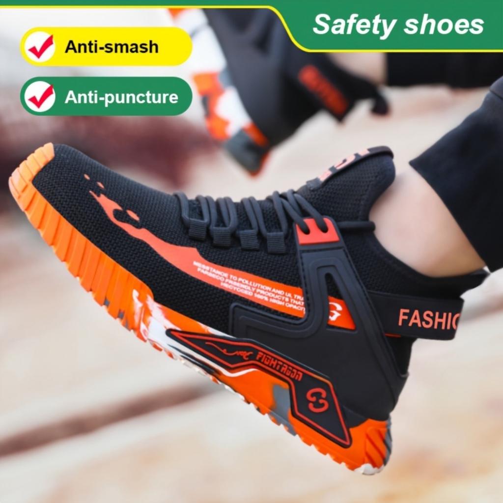 Мужская и женская модная защитная рабочая обувь, противоударный, удобный, дышащий тканевый верх, повседневная защита носка из стали на все времена года