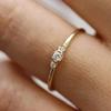 Exquisite Women Wedding Rings Gold Color Smooth Ring with Three Cubic Zirconia Simple Stylish Female Rings Trendy Jewelry