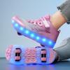 Children's Roller Skates Casual Skateboarding Shoes Sneakers Children's Sports Shoes Roller Skates LED Lights USB Rechargeable
