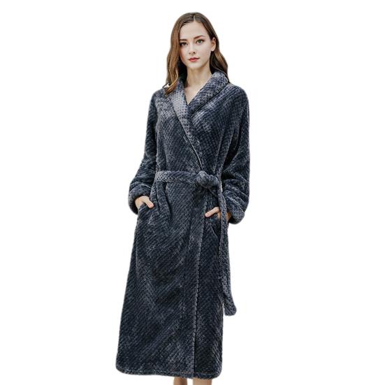 Парная зимняя ночная рубашка из плотного кораллового флиса, теплая, со шнуровкой, регулируемым поясом, отложным воротником и карманами, отличная впитываемость воды, средняя длина, женская домашняя одежда