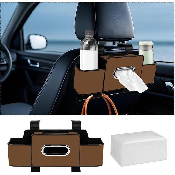 Car Back Seat Organizer With Tissue, Car Seat Back Tissue Box And Storage Hook, Multifunctional Car Organizer For Hold