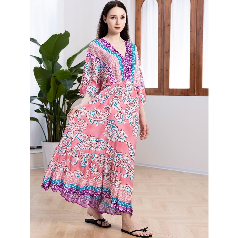 Бохо Кафтан Платье Большого Размера, Женское Пляжное Платье Макси Большого Размера