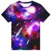 Звездное небо Детская одежда Мальчики от 9 до 12 лет Цельная футболка Детская футболка Модные футболки для девочек Космические 3D-топы Лето