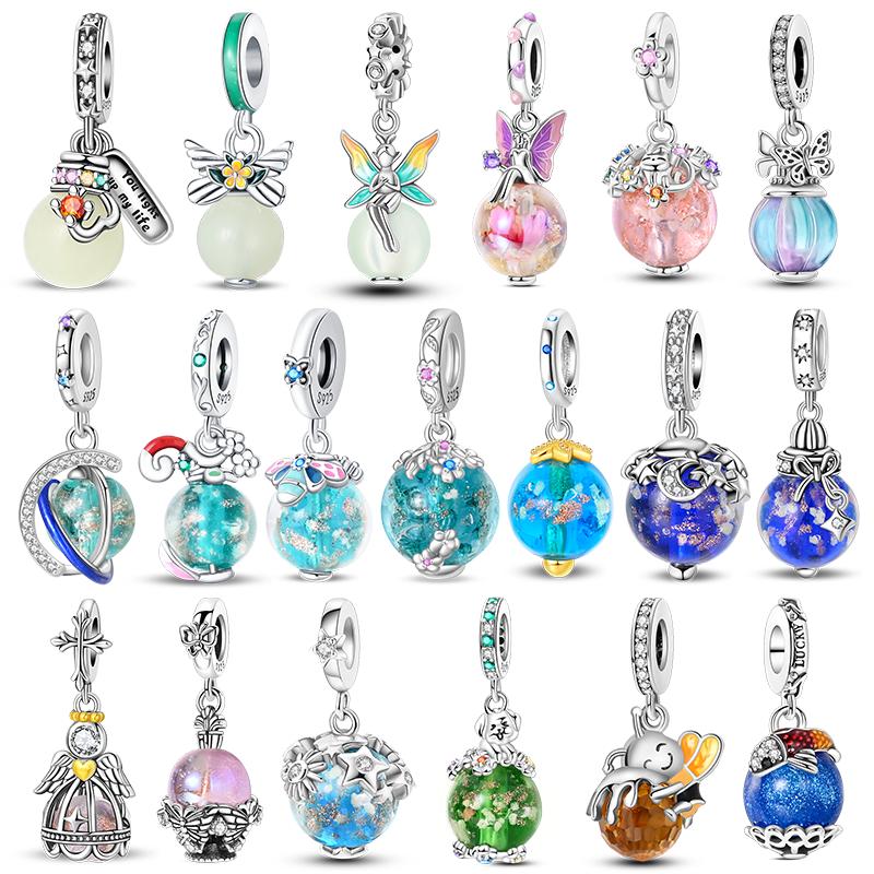 Copper Luminous Elf Glass Insect Planet Wish Bottle Pendant Fit Original Bracelet Diy Jewelry Original Design