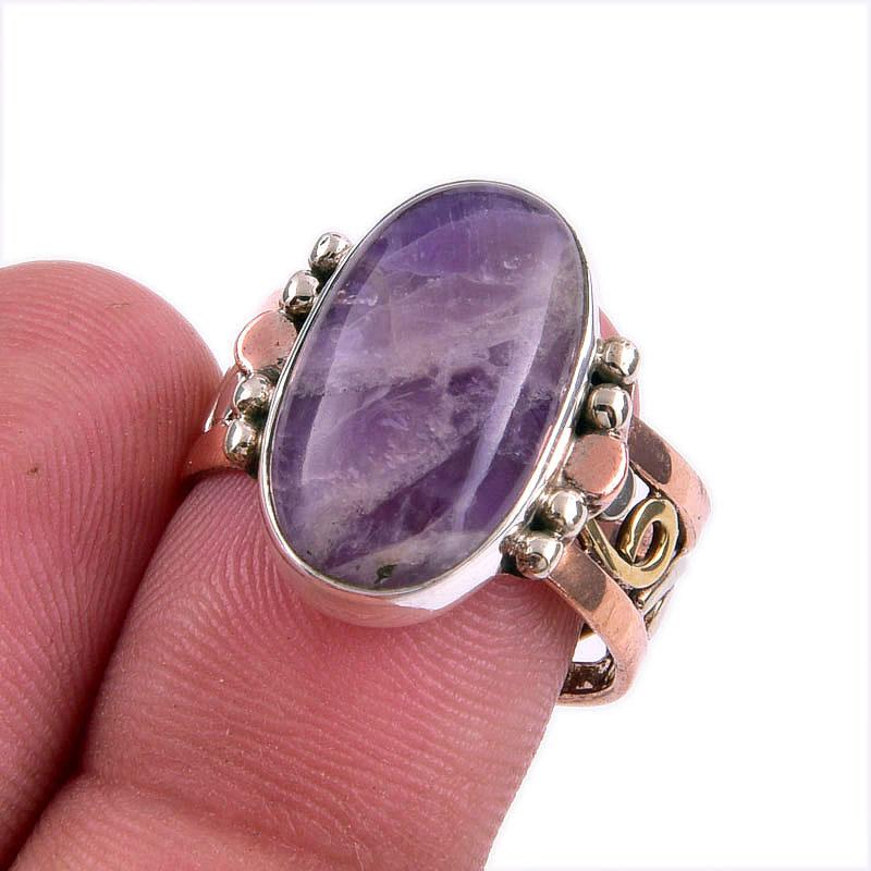 Двухцветное кольцо из натурального камня Тиффани из стерлингового серебра 925 пробы S.8 Z0k62