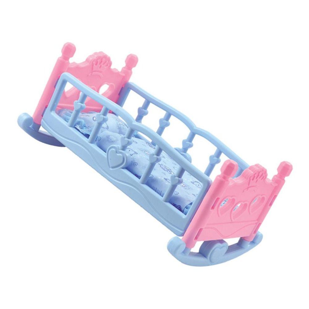 Furniture Toys Baby Doll Rocking Bed Infant Carriage Doll Rocking Crib Baby Bed Cradle Kids Toy