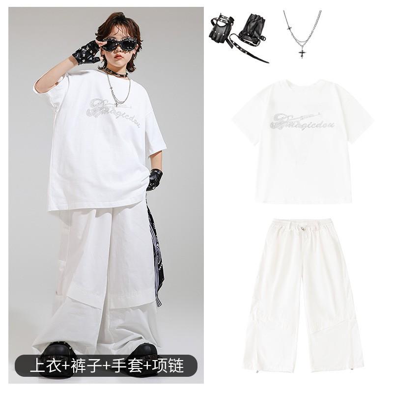 Kids Street Dance Outfit Popping Jazz Performance Costume Boys Girls Cool Stage Wear