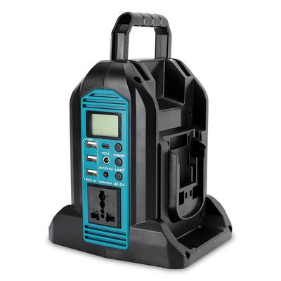 Инвертор WaxPar на 2 гнезда, совместимый с Makita 18V Ion, выход AC350W/DC/3-USB/1-type-c/светодиодная лампа, портативный