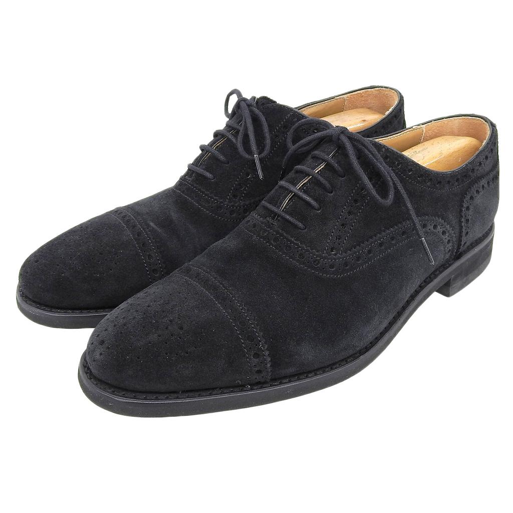 Excellent Berwick 1707 Goodyear welt semi-brogue Suede leather 8 3009 Used