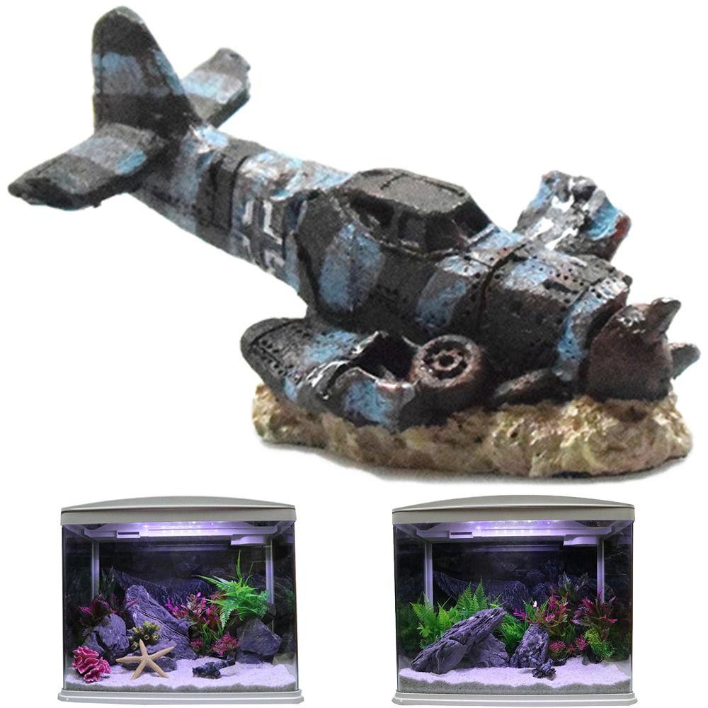 Craft Airplane Wreck Aquarium Ornament Miniature Desktop Knick-knack  Aquarium