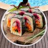 Вкусное круглое пляжное полотенце с принтом японских суши и кисточками, быстросохнущее из микрофибры, не собирающее песок, круглое банное полотенце, подарок для женщин