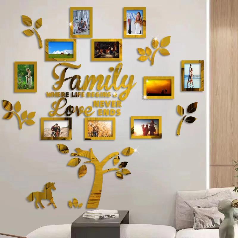 New DIY Family Picture Frame Tree Wall Stickers 3D Home Tree Wall Mirrors Photo Collage Picture Frame Stickers Home Decoration
