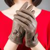 Кожаные перчатки Зимние Женские Теплые перчатки Уличные из овчины Флисовые Чисто овечьи перчатки