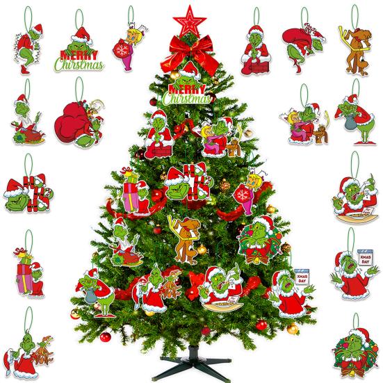 16Pcs Christmas Tree Hangers Xmas Style Easy To Hang Create Atmosphere Festive Santa Claus Decorations Pendant