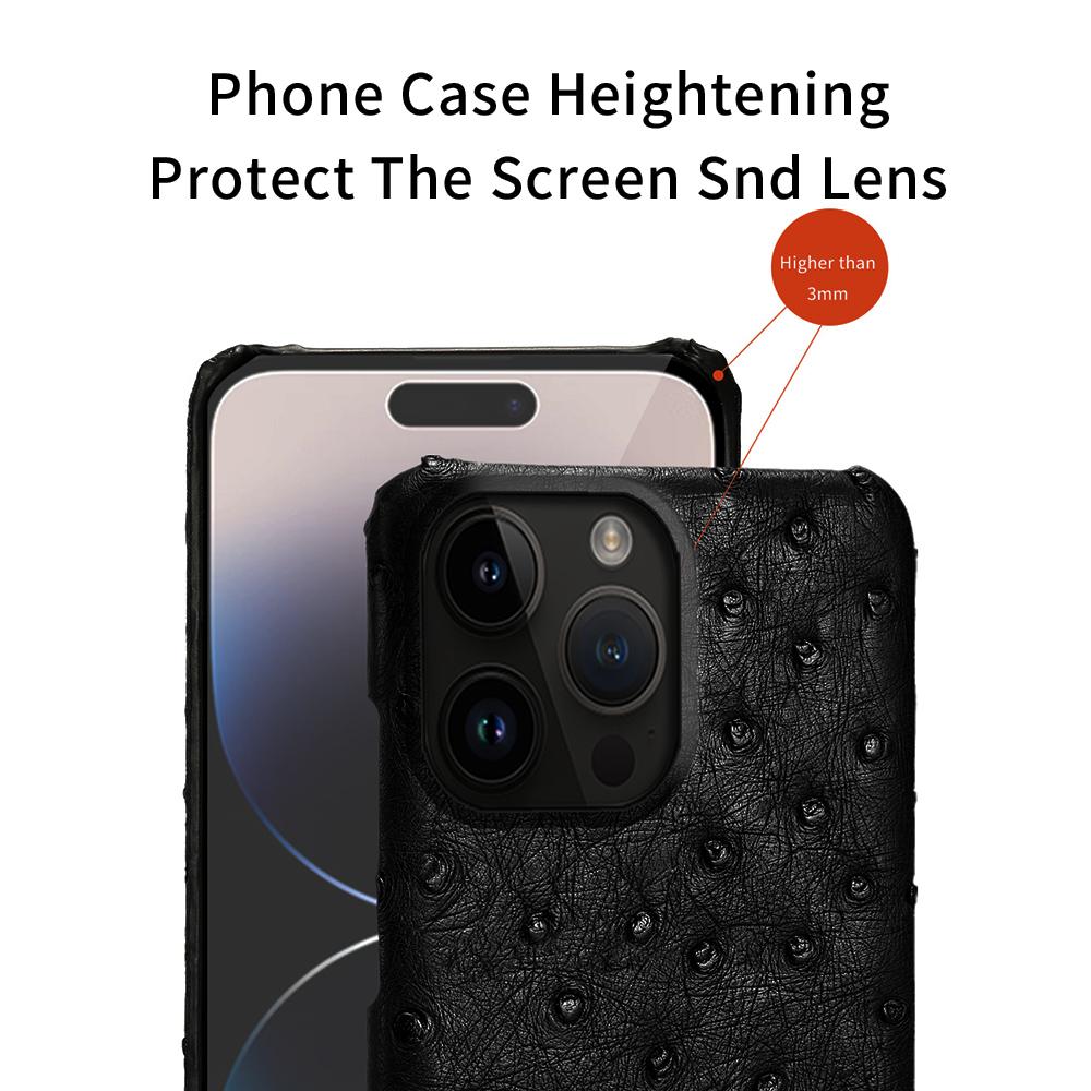 Чехол для телефона из 100% натуральной кожи страуса для iPhone 16 15 12 11 13 14 Pro Max 14Pro 16 Plus 15Pro 13Pro 16Pro роскошная задняя крышка