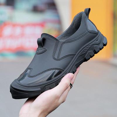 Модные водонепроницаемые мужские низкие нескользящие резиновые сапоги цвета хаки - резиновая обувь для забродов