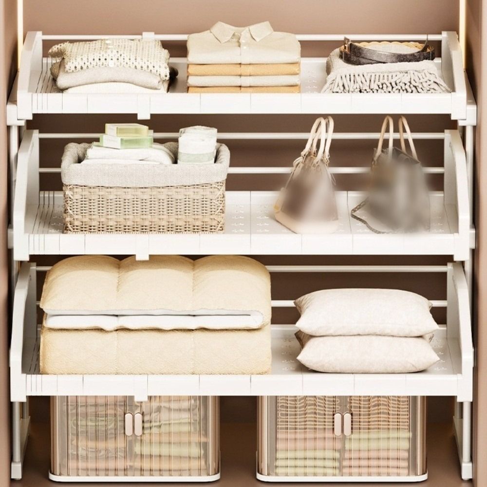 Регулируемые полки для хранения в шкафу, штабелируемая конструкция, без сверления, полки для дна раковины, выдвижная рама, многоцелевое использование