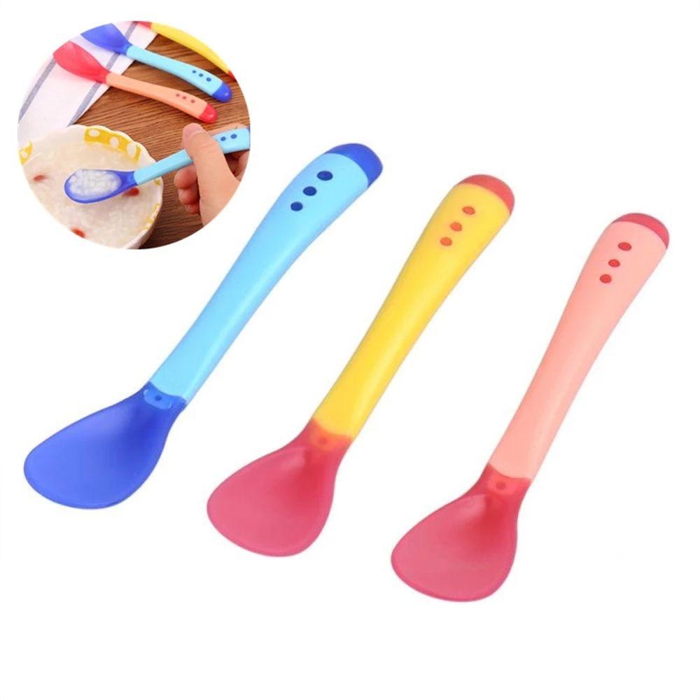 Feeding Tools Feeding Infant Soft Temperature Sensing Spoon Fork Toddler Flatware Silicone Spoon