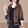 Fashionable Hoodie Jacket Women's Spring Autumn   Casual Trendy Top Loose Fit Coat