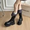 Long Boots Female Knight Boots Tall Autumn and Winter Thin Long Boots Thick Sole 2025 New Retro Black Thick Heel British Style