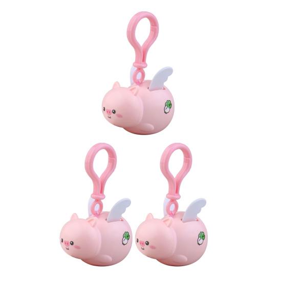 1/2Pcs Pig Keychain Pendant with Flapping Wings Pull String To Vibrate Fun Toy Decoration Kids Bag Pendant Car Keychain