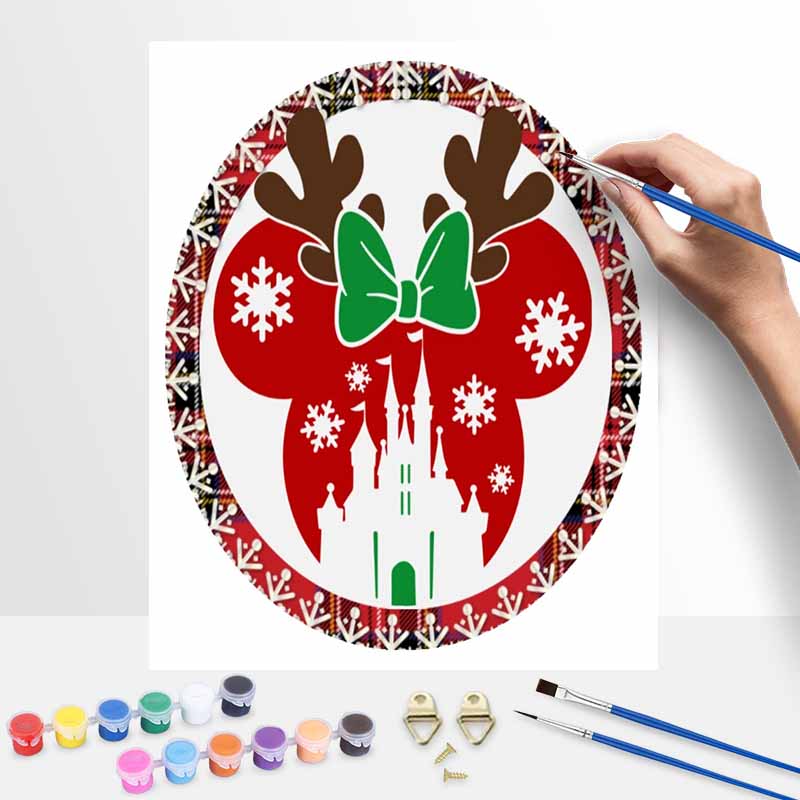 Disney DIY Oil Painting Kits Christmas Minnie Mouse Castle Hand Painting Home Decor Craft Gift Ideas For Room Wall Art Personalized