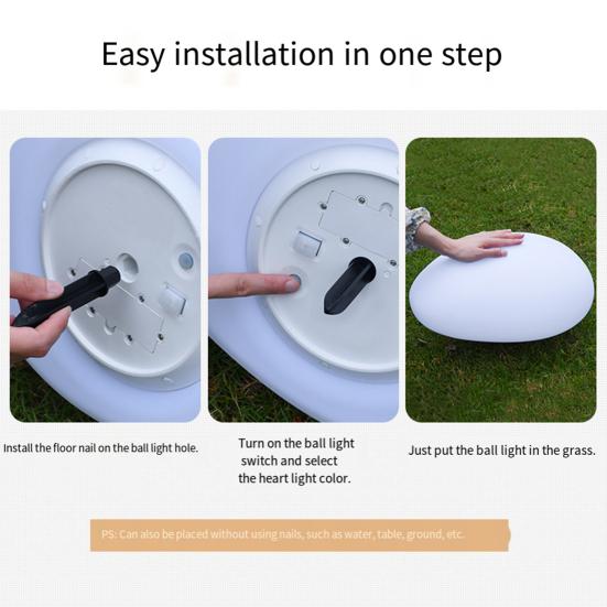 Solar Pebble Garden Light 9 Changing Yard Waterproof Weather-proof Outdoor Color Pathway Patio Lawn