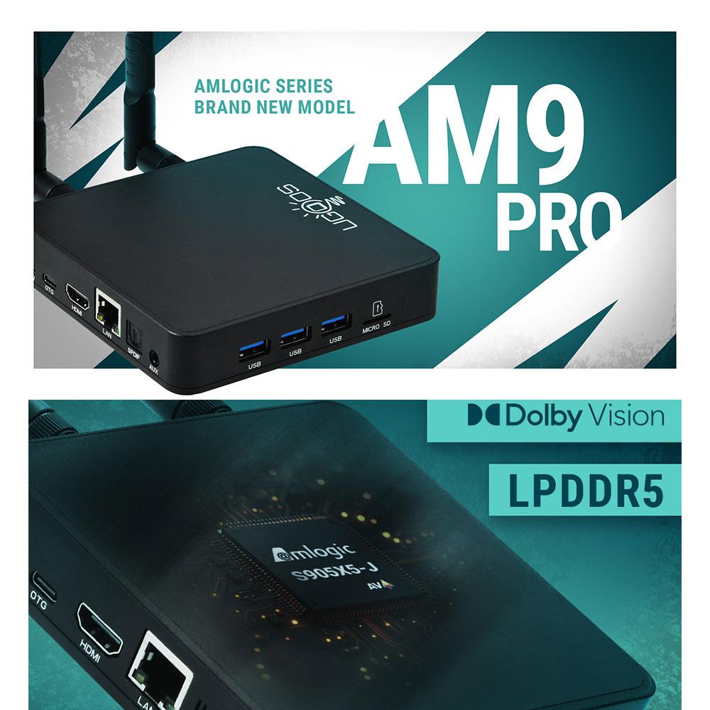 UGOOS AM9 Pro Amlogic S905X5-J ТВ-приставка Android 14 LPDDR5 4ГБ ОЗУ/64ГБ ПЗУ Поддержка 4K HDR WiFi6 с Bluetooth-пультом с голосовым управлением