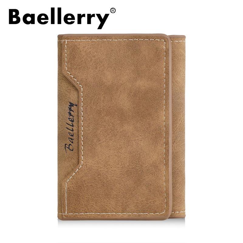 Baellerry Мужские мини-кошельки-холдеры для карт, винтажный дизайн, тройного сложения, тонкий кошелек, отделения для ID и кредитных карт