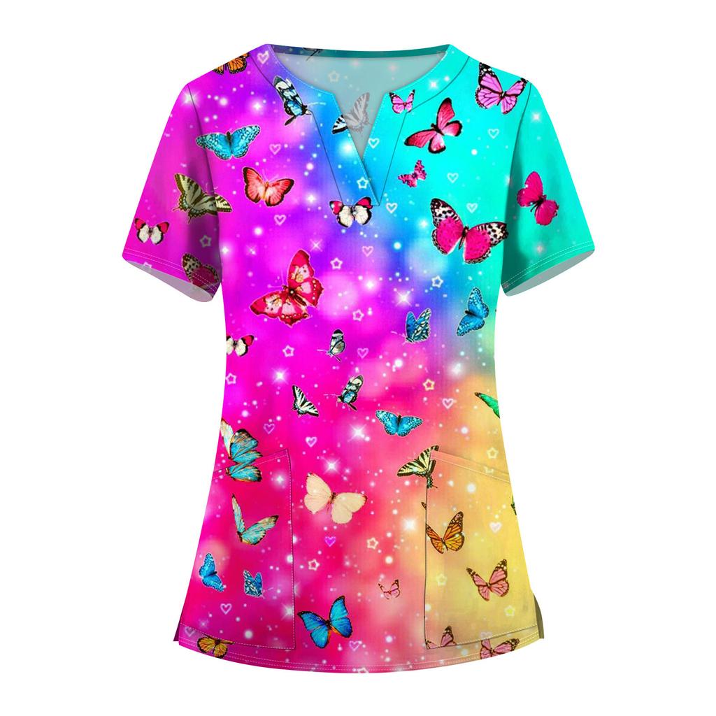 Женские модные комбинезоны с коротким рукавом и V-образным вырезом, с карманами, с принтом, топы, одежда