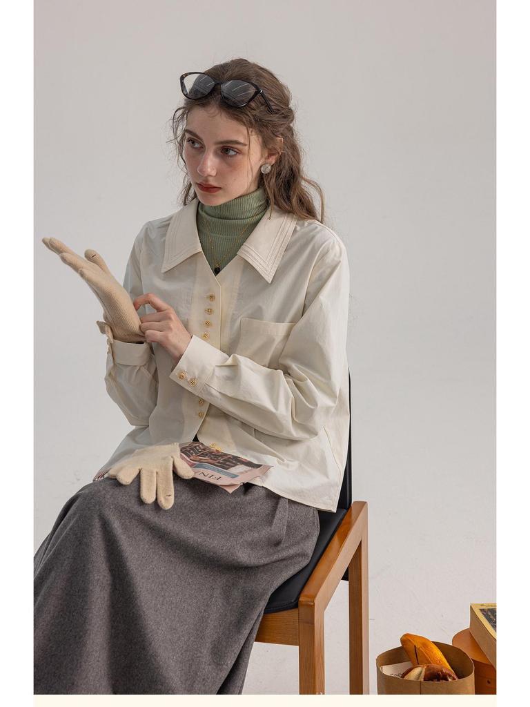 Dailyart Женская приталенная рубашка для офиса с вышивкой "Синяя волна Морская соль"