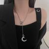 High-End Silver D Pendant Necklace with Lock Tassel, Fashionable Clavicle Chain In Titanium Steel