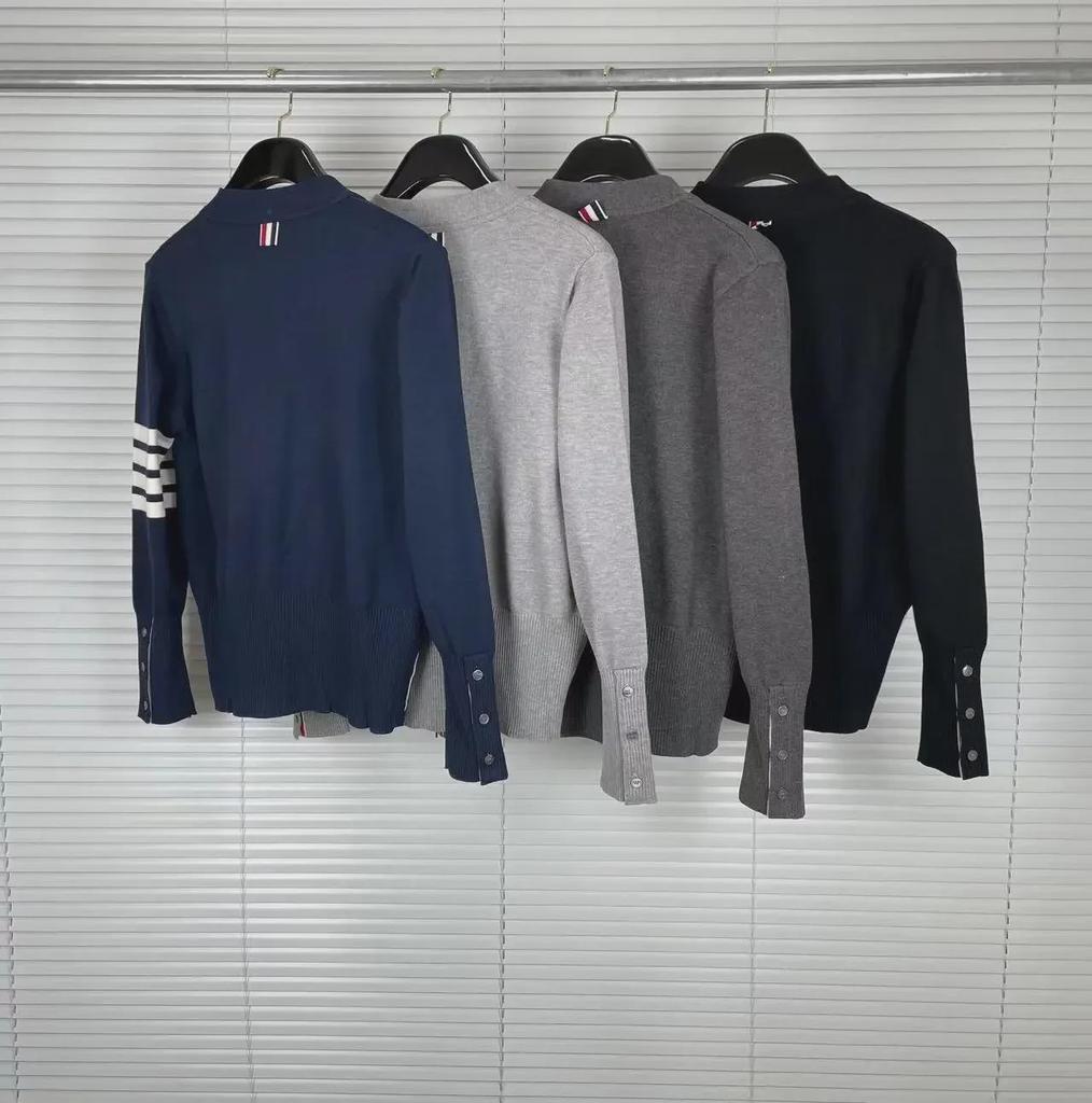 TB Унисекс Шерстяной Кардиган с Четырьмя Полосками - Повседневная Куртка Осень/Зима