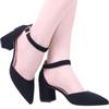 Women's 55mm Velvet Toe Ankle Strap Slingback Pumps High Heels Pump Party Wedding Dress Shoes Shoe