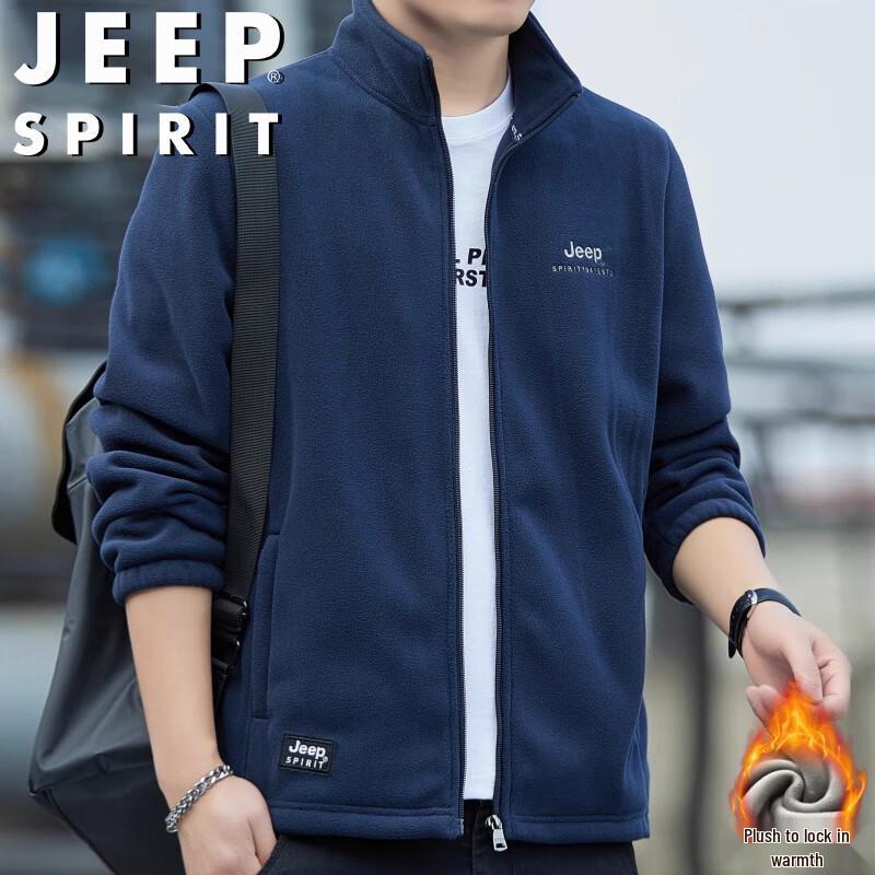 Мужской флисовый кардиган-куртка JEEP SPIRIT с воротником-стойкой