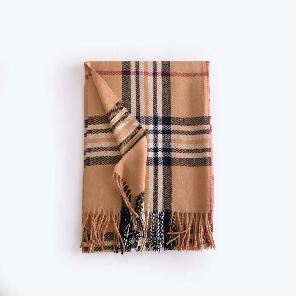 New Scarf Autumn and Winter Warm Shawl Scarf Female Sweet Imitation Cashmere Scarf Medium and Long Plaid Scarf