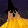 Outdoor Spooky Decor Halloween Hanging Ghost with Witch Hat, Light Up Eerie Glow for Porch Tree, Haunted House Scene Ornament Hat