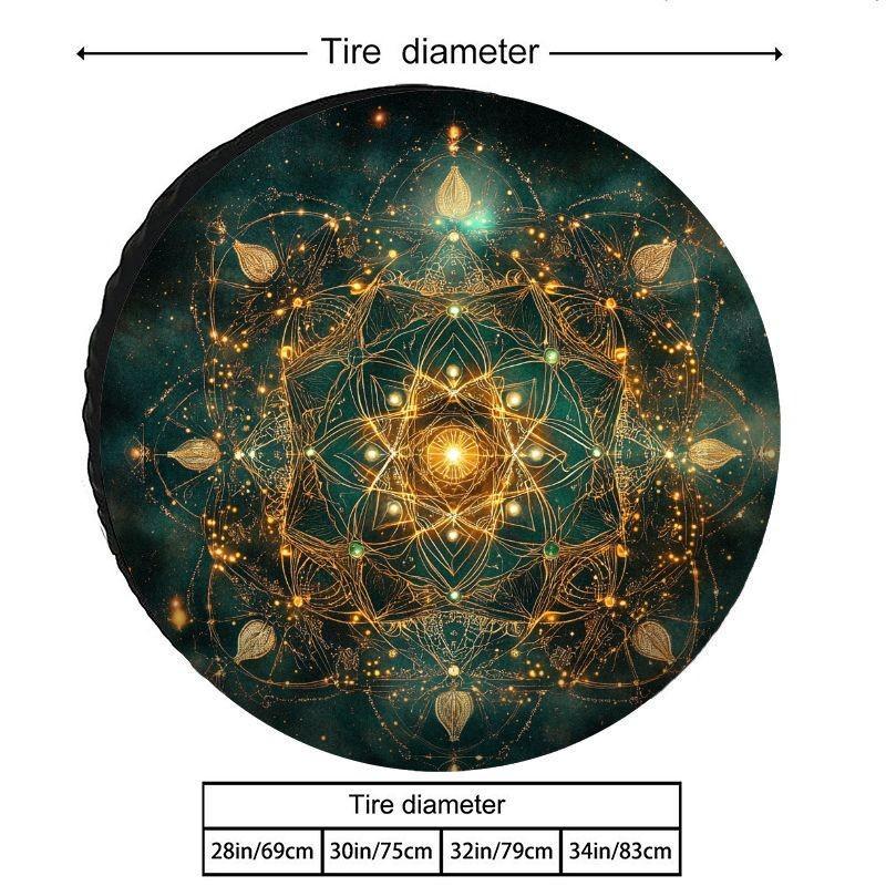 Golden Mandala Star Tire Cover Polyester Fiber Decorative Protector for RV SUV