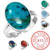 925 Sterling Silver Ring Women Gemstone Handmade Jewelry Mothers' Day Gift Amazonite Angelite Blue Opal Botswana Agate Mohave Azurite Chrysocolla