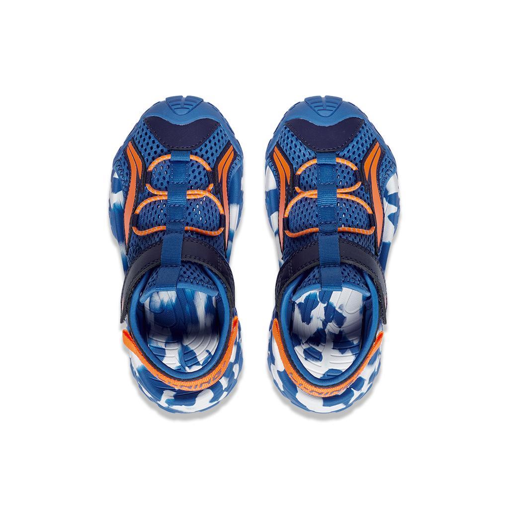 Li Ning Kids Sports Lifestyle Series Synthetic Leather Fabric Versatile Fashion Shoes Breathable Low-Top Sandals Kids Sandals Blue YKKS016-11