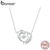 BAMOER из стерлингового серебра 925 пробы, двойное ожерелье с дельфинами, блестящая циркониевая цепочка на шею Love для женщин, ювелирные изделия