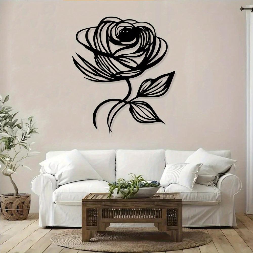 Metal Wall Art Rose Flower Sculpture Elegant Home Decor for Living Room Valentine Anniversary Gift Powder Coated Metal