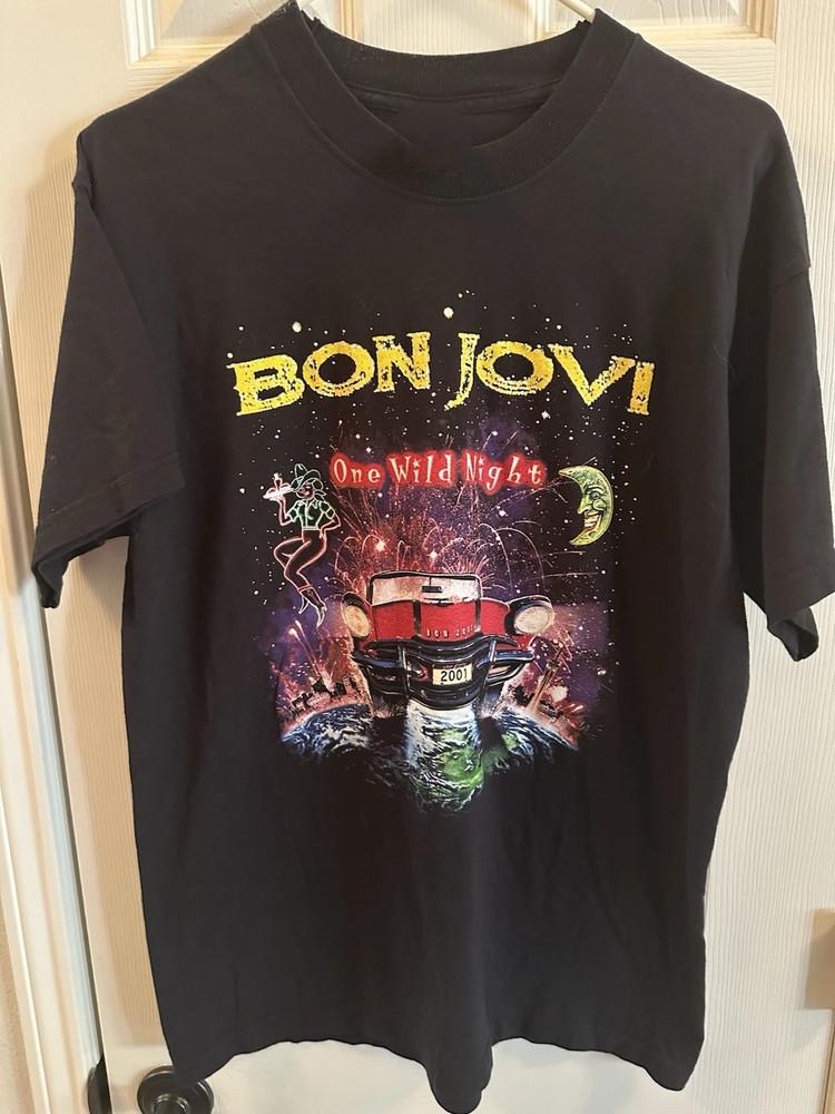 Bon Jovi Футболка Унисекс Черная S–4XL Повторный выпуск Винтажный стиль Тур 2001 года
