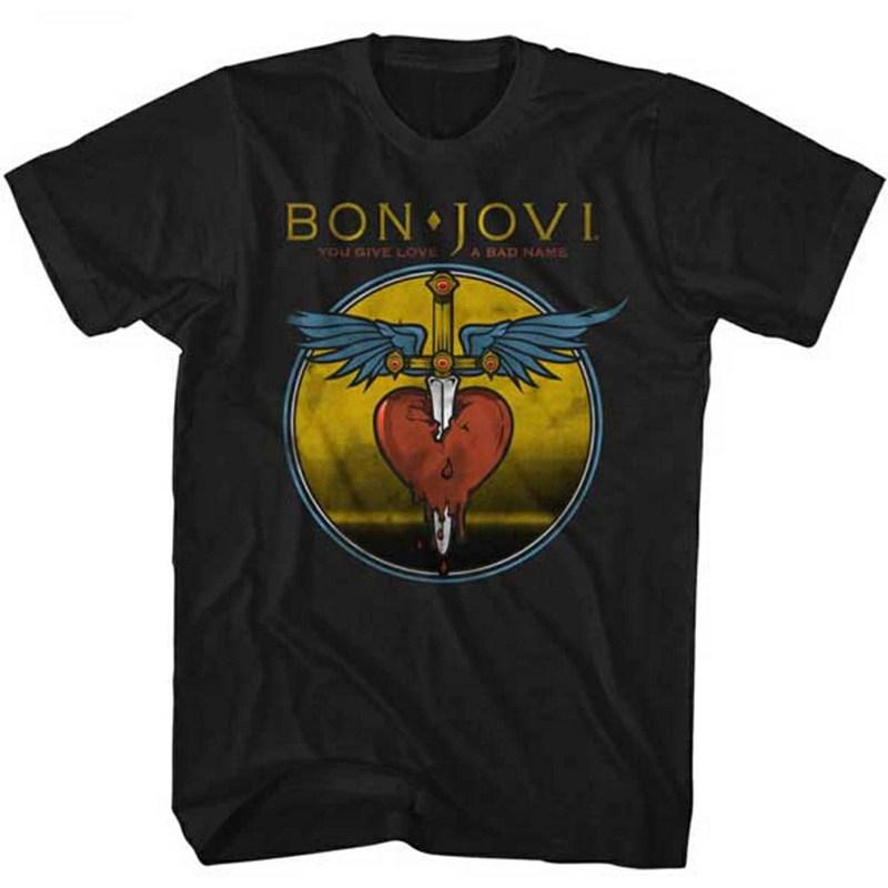 Металлическая повседневная футболка с логотипом рок-группы Bon Jovi для мужчин и женщин, роскошный бренд группы
