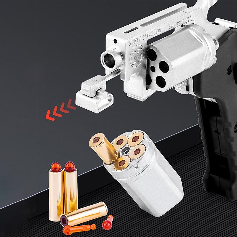 Toy Alloy Foldable Toy Gun Left Wheel Metal Model Gun Switch-Gun Folding Simulation Toy Soft Bullet Gun With Plastic Bullets
